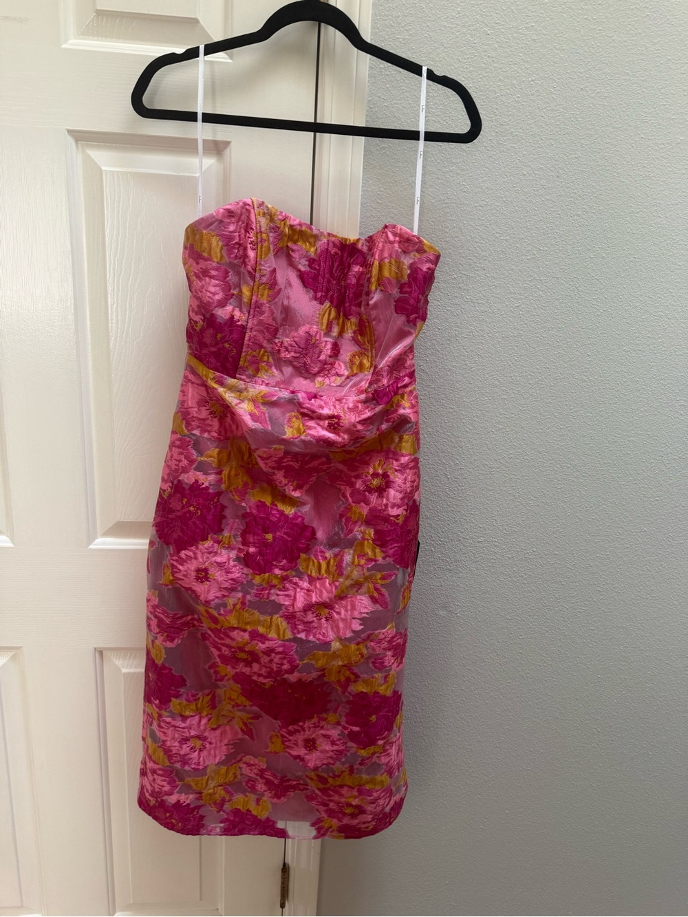 Lulu's Pink Floral Strapless Dress - Picture 1 of 3